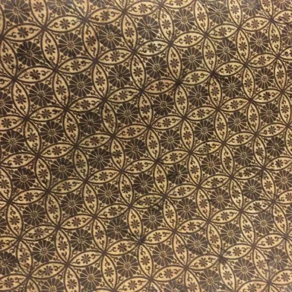 This is a circle flowers printed pattern on cork fabric