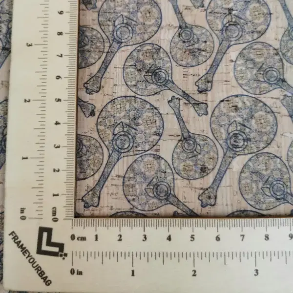 This is a guitar printed pattern on cork fabric
