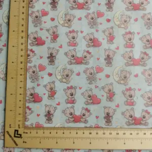 This is a bear printed pattern on cork fabric