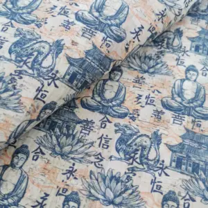 This is a chinese printed pattern on cork fabric