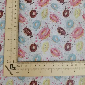 This is a donuts printed pattern on cork fabric