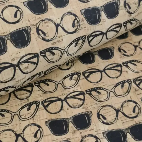 This is a eyeglasses printed pattern on cork fabric