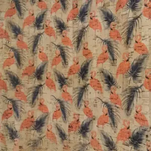 This is a flamingo printed pattern on cork fabric
