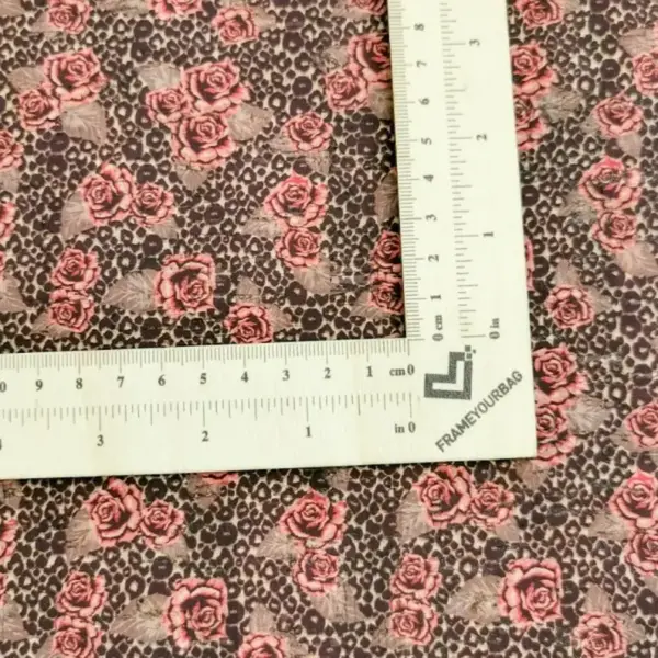 This is a leopard flowers printed pattern on cork fabric