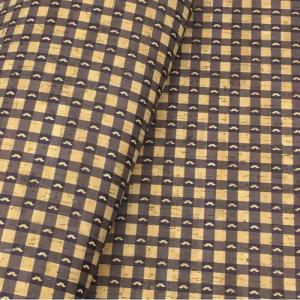 This is a plaid printed pattern on cork fabric