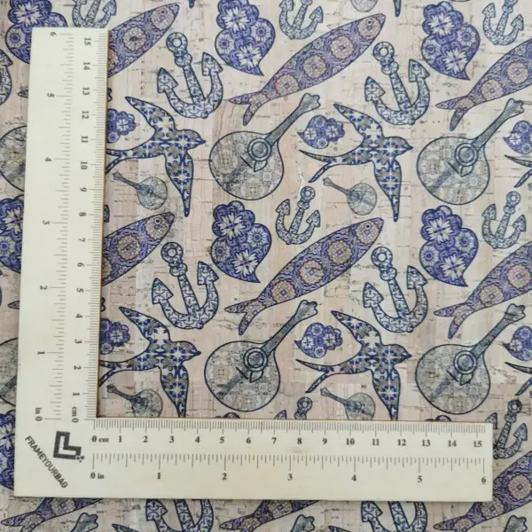 This is a portuguese printed pattern on cork fabric