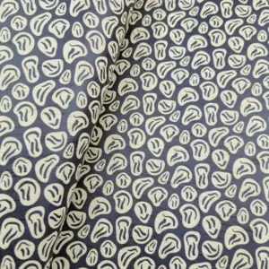 This is a smile printed pattern on cork fabric