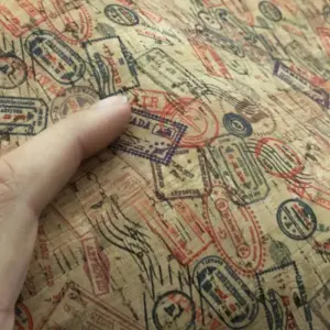 This is a stamps printed pattern on cork fabric