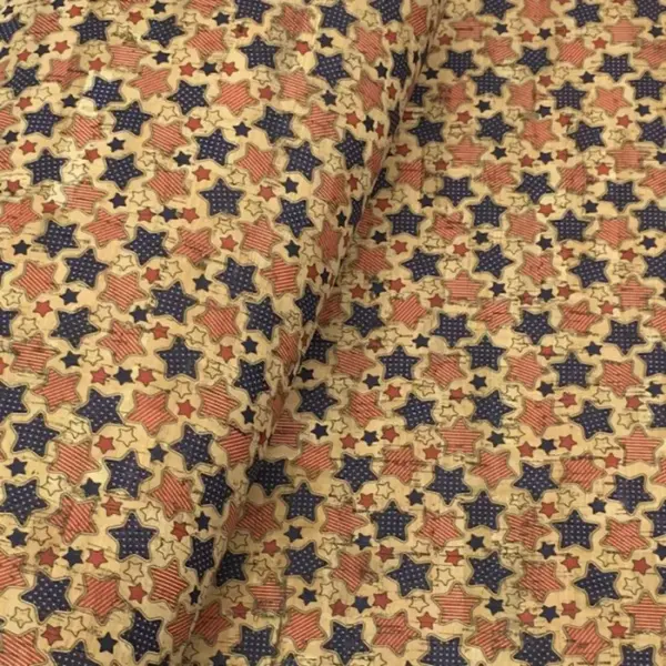 This is a stars printed pattern on cork fabric