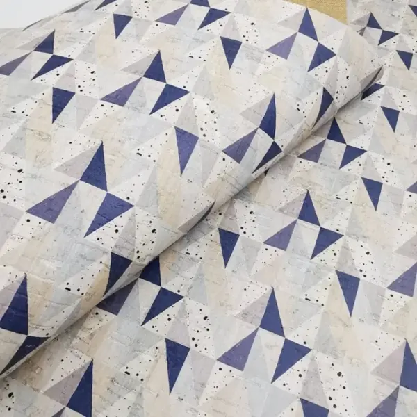 This is a triangle printed pattern on cork fabric