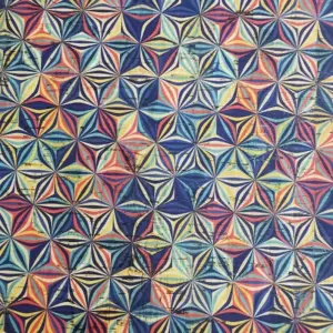 This is a geometric printed pattern on cork fabric