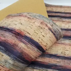 This is a stripes printed pattern on cork fabric
