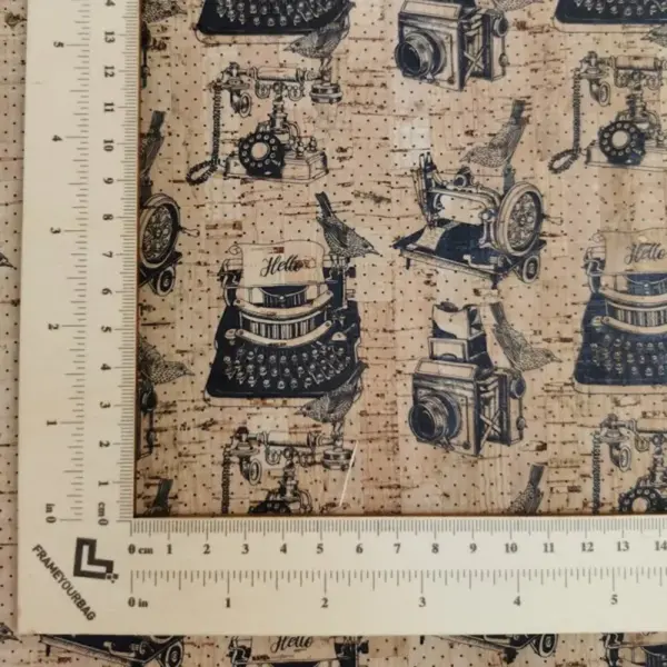 This is a vintage printed pattern on cork fabric
