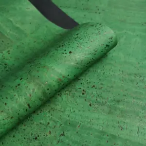 This is a forest green cork fabric