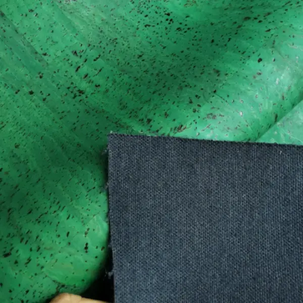This is a forest green cork fabric