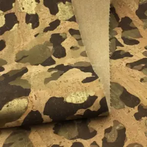 This is a natural with golden camouflage cork fabric
