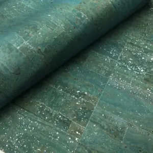 This is a petroleum blue with silver flecks cork fabric