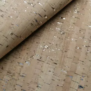 This is a natural rustic cork fabric with silver flecks