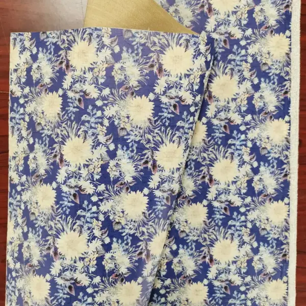 This is a flowers printed pattern on cork fabric