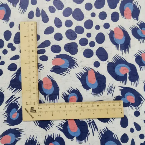 This is a leopard printed pattern on cork fabric