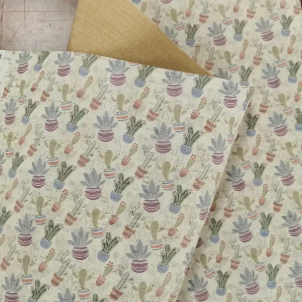 This is a succulents printed pattern on cork fabric