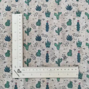 This is a succulents printed pattern on cork fabric