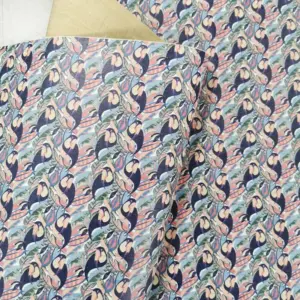 This is a parrots printed pattern on cork fabric