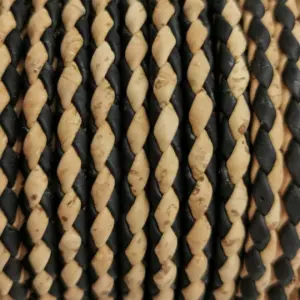 This is a 5mm natural superior and black superior braided round cork cord