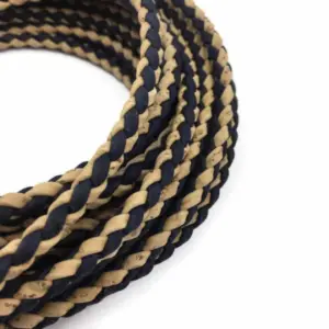 This is a 5mm natural superior and navy blue superior braided round cork cord