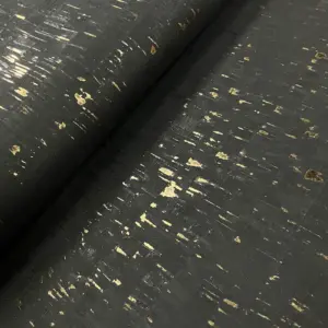 This is a black rustic cork fabric with golden flecks