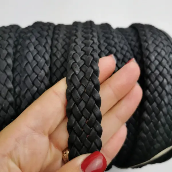 This is a 20mm black superior braided flat cork cord