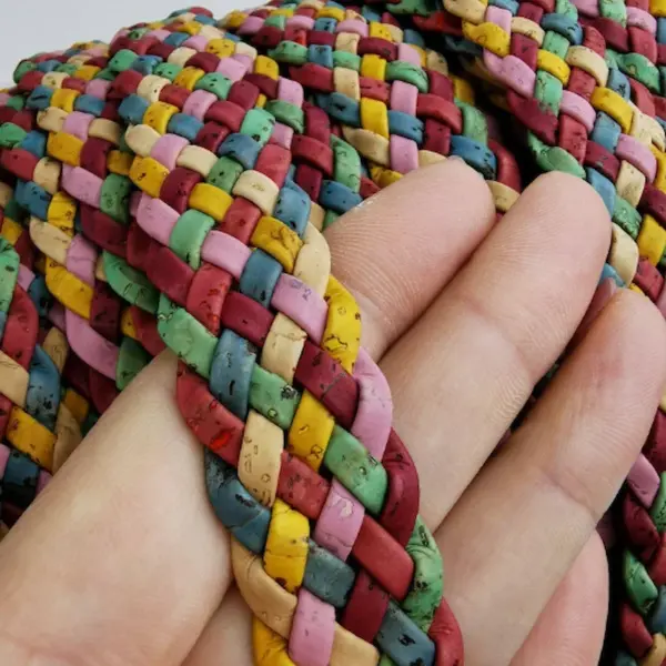 This is a 20mm colorful superior braided flat cork cord