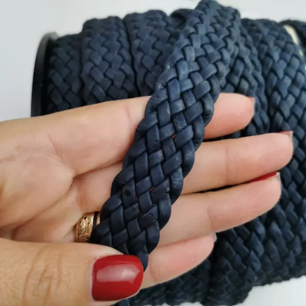 This is a 20mm navy blue superior braided flat cork cord