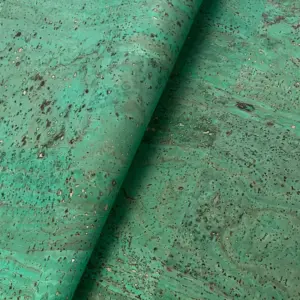 This is a royal green superior cork fabric