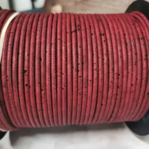 This is a 3mm round cork cord bordeaux