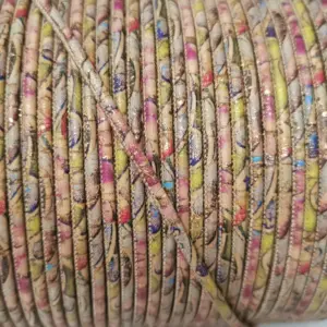 This is a 3mm colorful flowers rustic round cork cord