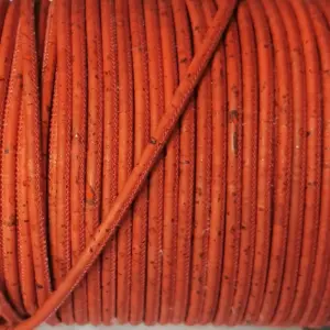 This is a 3mm round cork cord coral red