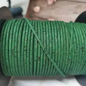 This is a 3mm forest green superior round cork cord