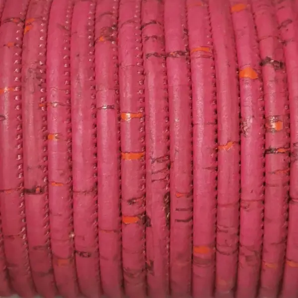This is a 3mm fuchsia rustic round cork cord