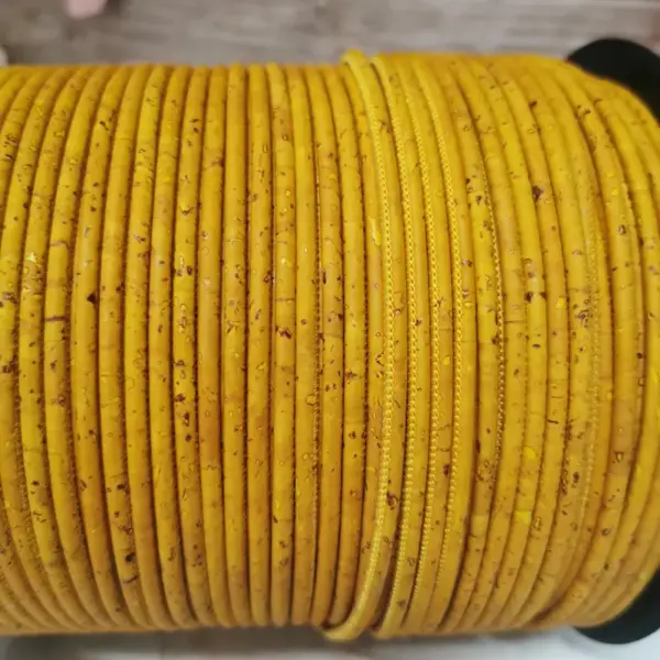This is a 3mm round cork cord yellow
