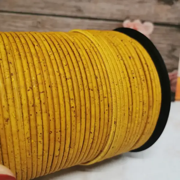 This is a 3mm round cork cord yellow