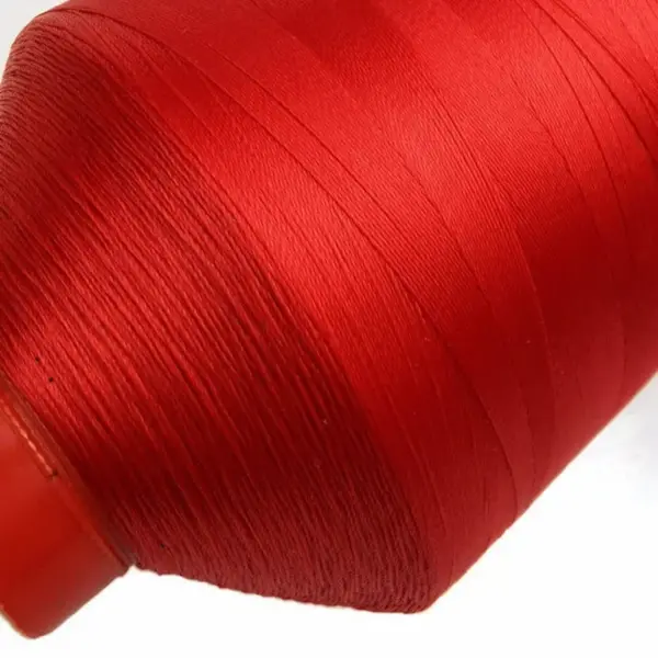 This is a deep red polyester sewing thread