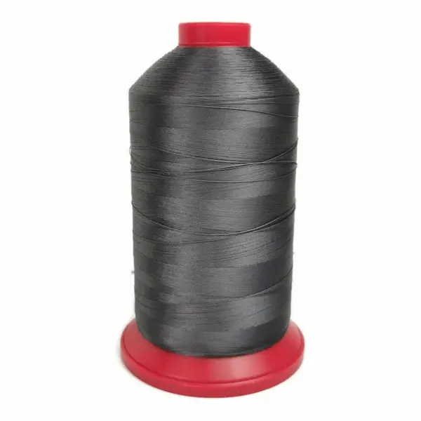This is a dark gray polyester sewing thread