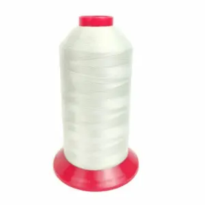 This is a white polyester sewing thread