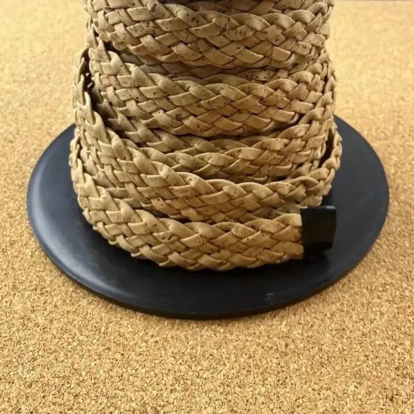 This is a 20mm natural superior braided flat cork cord